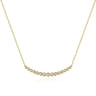 14K Yellow Gold Curved Bar Necklace with Bezel Set Round Diamonds - 0.5 ct