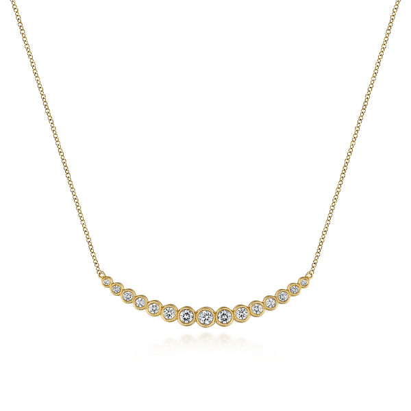 14k Gold Citrine & Diamond Bezel Set Bar Necklace - White Yellow or Rose 14k Gold Citrine & Diamond Bezel Set Bar Necklace - White Yellow or Rose