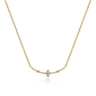 14K Yellow Gold Curved Bar Necklace with Diamond Stations - 0.06 ct