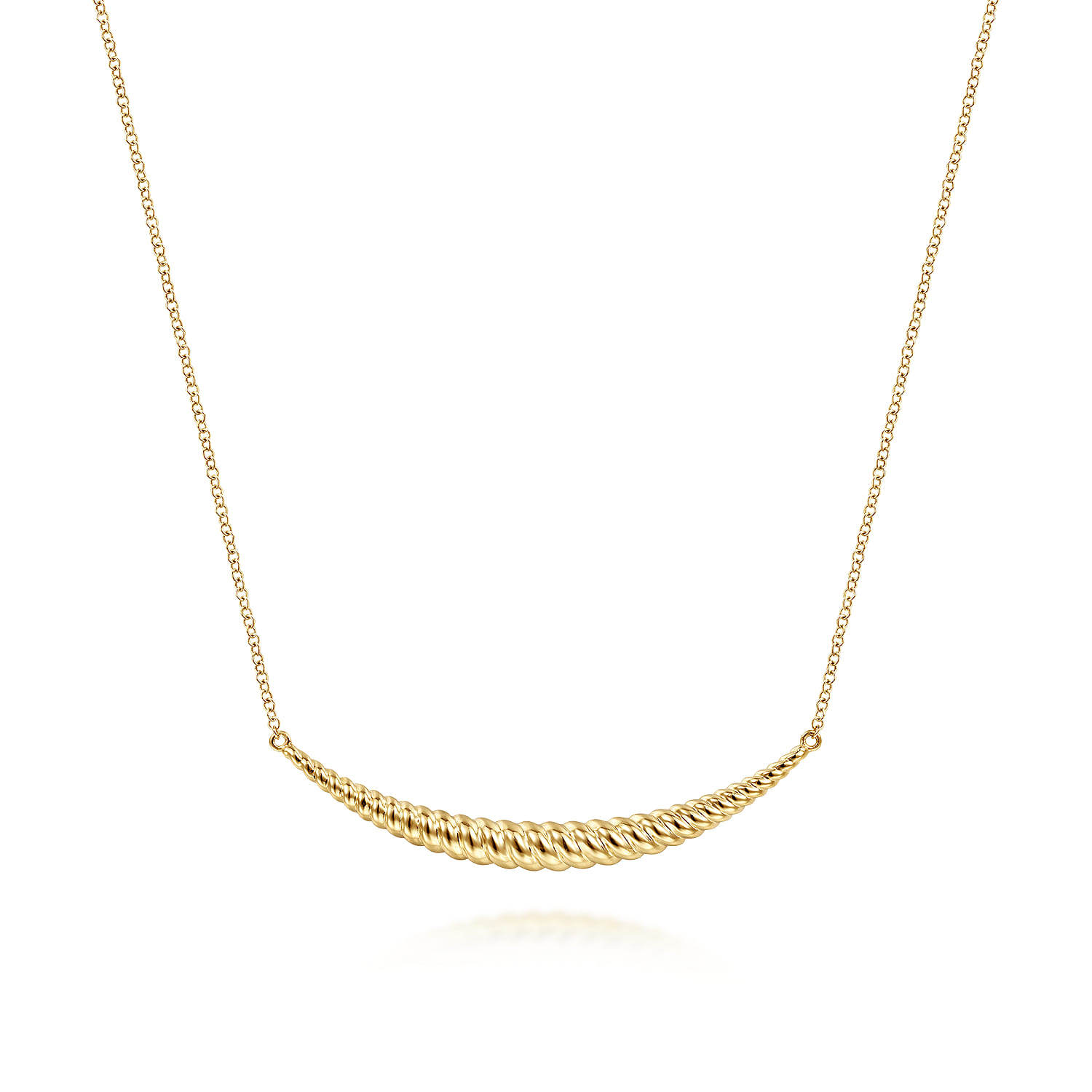 14K Yellow Gold Curved Bar Necklace - Shot 1