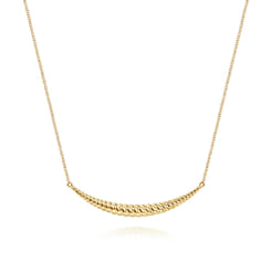 14K Yellow Gold Curved Bar Necklace