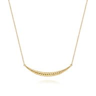 14K Yellow Gold Curved Bar Necklace