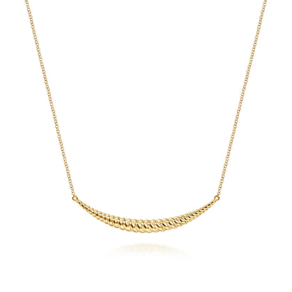 14K Yellow Gold Curved Bar Necklace