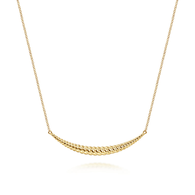14K Yellow Gold Curved Bar Necklace - Shot 1