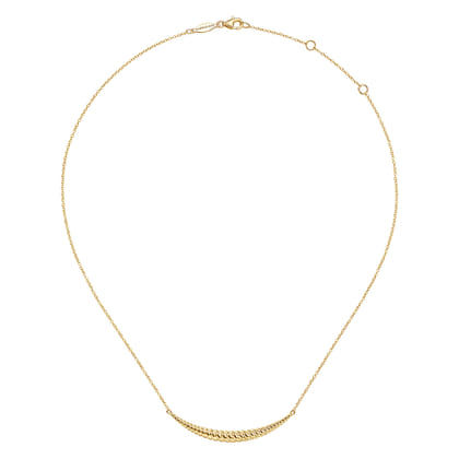 14K Yellow Gold Curved Bar Necklace