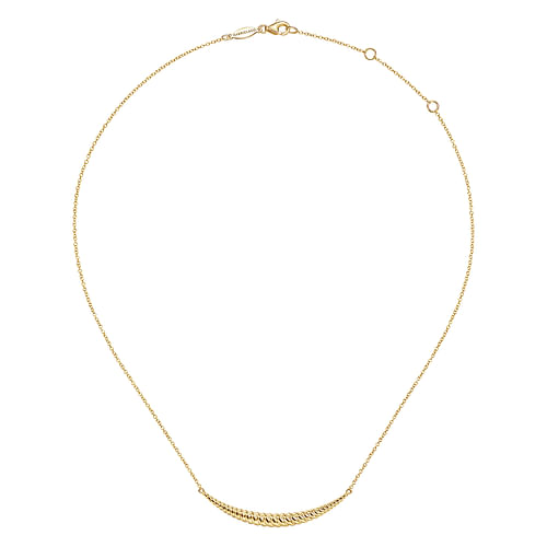 14K Yellow Gold Curved Bar Necklace - Shot 2