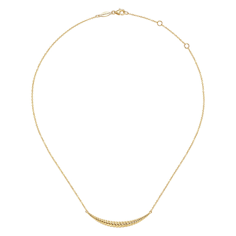 14K Yellow Gold Curved Bar Necklace - Shot 2