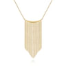 14K Yellow Gold Curved Bar and Waterfall Chain Necklace