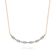 14K Yellow Gold Curved Bujukan Bar Diamond Necklace