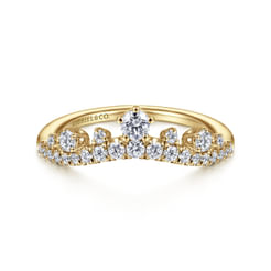 14K Yellow Gold Curved Diamond Anniversary Band