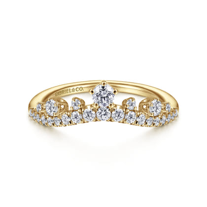 14K Yellow Gold Curved Diamond Anniversary Band