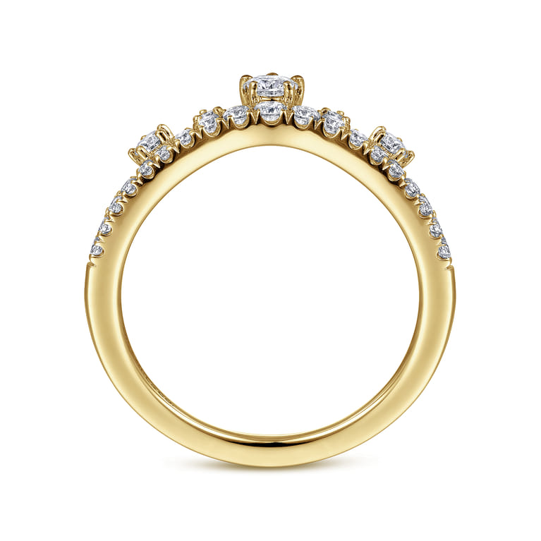 Curved Wedding Ring in 14k Yellow Gold with Round Natural Diamond at Gabriel & Co. - Shot 2