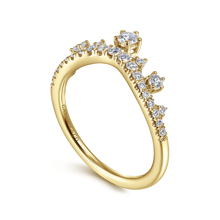 Curved Wedding Ring in 14k Yellow Gold with Round Natural Diamond at Gabriel & Co. - Shot 3