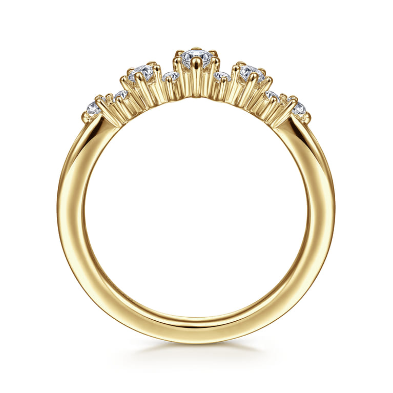Curved Wedding Ring in 14k Yellow Gold with Round Natural Diamond at Gabriel & Co. - Shot 2