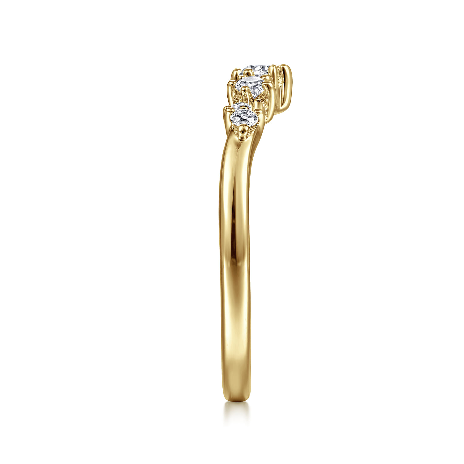 Curved Wedding Ring in 14k Yellow Gold with Round Natural Diamond at Gabriel & Co. - Shot 4