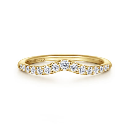 14K Yellow Gold Curved Diamond Anniversary Band