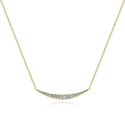 14K Yellow Gold Curved Diamond Bar Necklace