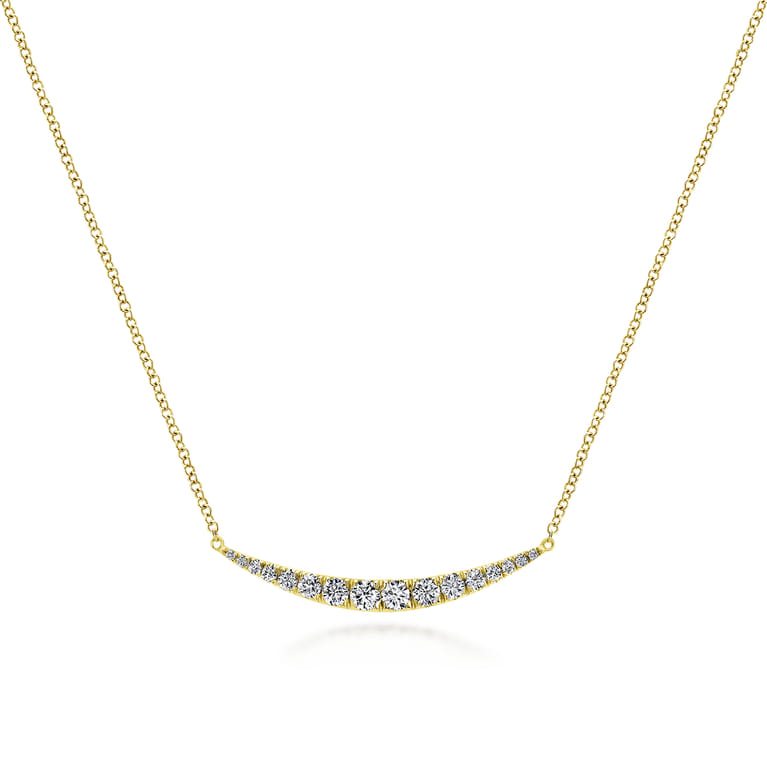 14K Yellow Gold Curved Diamond Bar Necklace - 0.5 ct - Shot 1