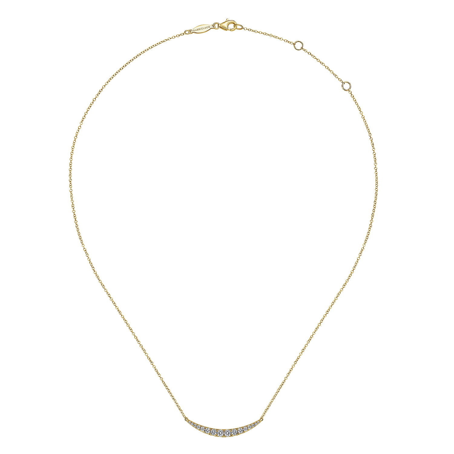 14K Yellow Gold Curved Diamond Bar Necklace - 0.5 ct - Shot 2