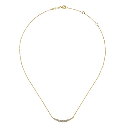 14K Yellow Gold Curved Diamond Bar Necklace