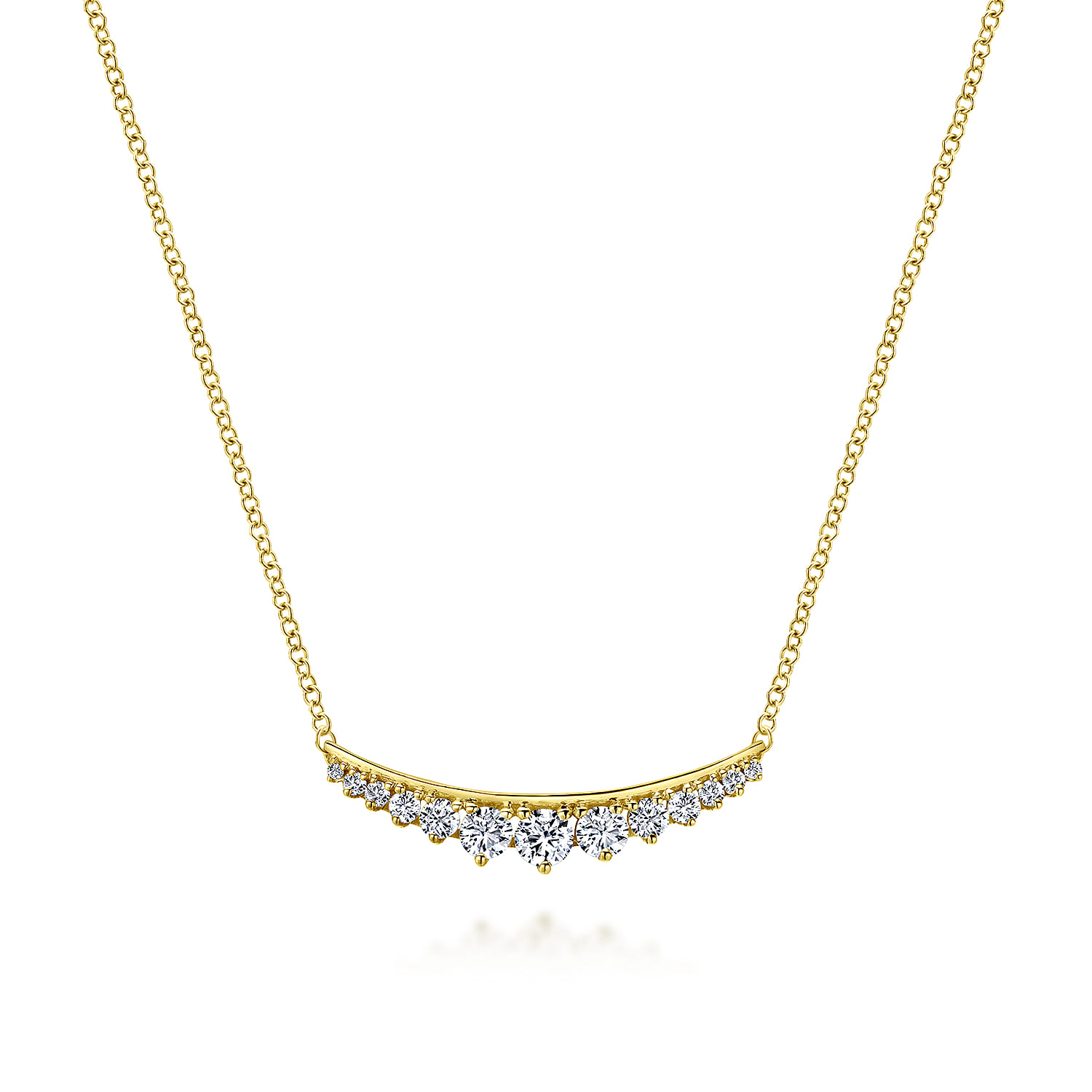 14K Yellow Gold Curved Diamond Bar Necklace - 0.5 ct - Shot 1