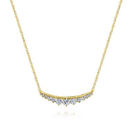 14K Yellow Gold Curved Diamond Bar Necklace