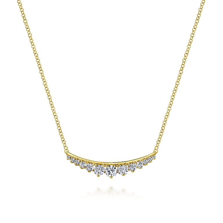 14K Yellow Gold Curved Diamond Bar Necklace - 0.5 ct - Shot 1