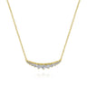 14K Yellow Gold Curved Diamond Bar Necklace - 0.5 ct