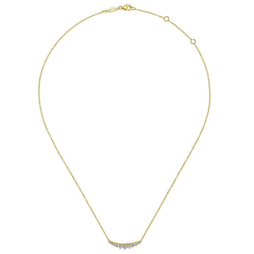 14K Yellow Gold Curved Diamond Bar Necklace - 0.5 ct - Shot 2