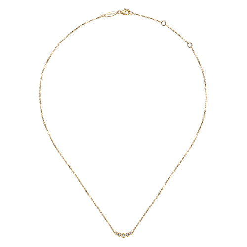 14K Yellow Gold Curved Diamond Bar Necklace - 0.1 ct - Shot 2
