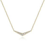 14K Yellow Gold Curved Diamond Bar Necklace