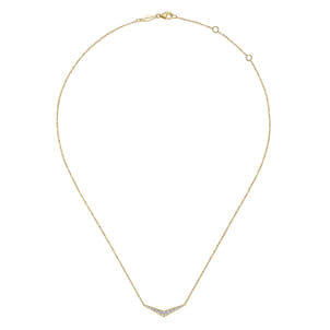 14K Yellow Gold Curved Diamond Bar Necklace