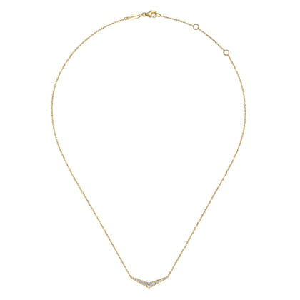 14K Yellow Gold Curved Diamond Bar Necklace