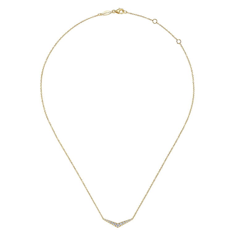 14K Yellow Gold Curved Diamond Bar Necklace - 0.35 ct - Shot 2