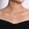 14K Yellow Gold Curved Diamond Bar Necklace - 0.35 ct
