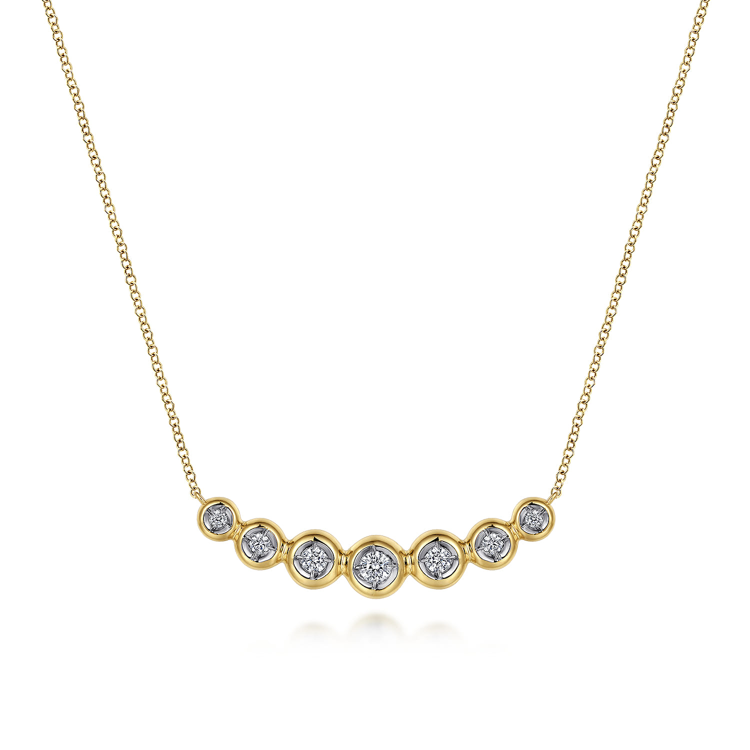 14K Yellow Gold Curved Diamond Bar Necklace - 0.35 ct - Shot 1