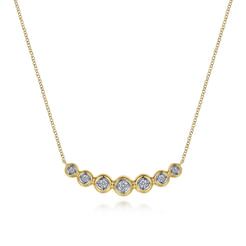 14K Yellow Gold Curved Diamond Bar Necklace