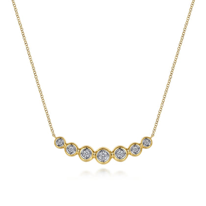 14K Yellow Gold Curved Diamond Bar Necklace