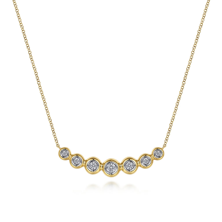 14K Yellow Gold Curved Diamond Bar Necklace - 0.35 ct - Shot 1