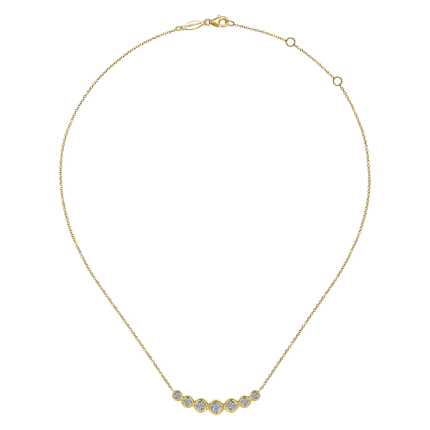 14K Yellow Gold Curved Diamond Bar Necklace - 0.35 ct - Shot 2