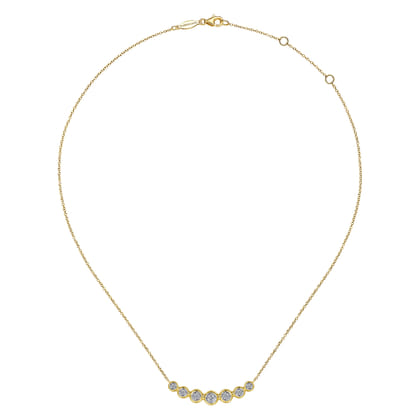 14K Yellow Gold Curved Diamond Bar Necklace