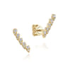 14K Yellow Gold Curved Diamond Bar Stud Earrings - 0.25 ct