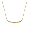 14K Yellow Gold Curved Diamond Station Bar Necklace - 0.21 ct