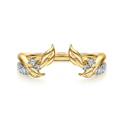 14K Yellow Gold Curved Floral Open Diamond Ring