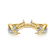 14K Yellow Gold Curved Floral Open Diamond Ring