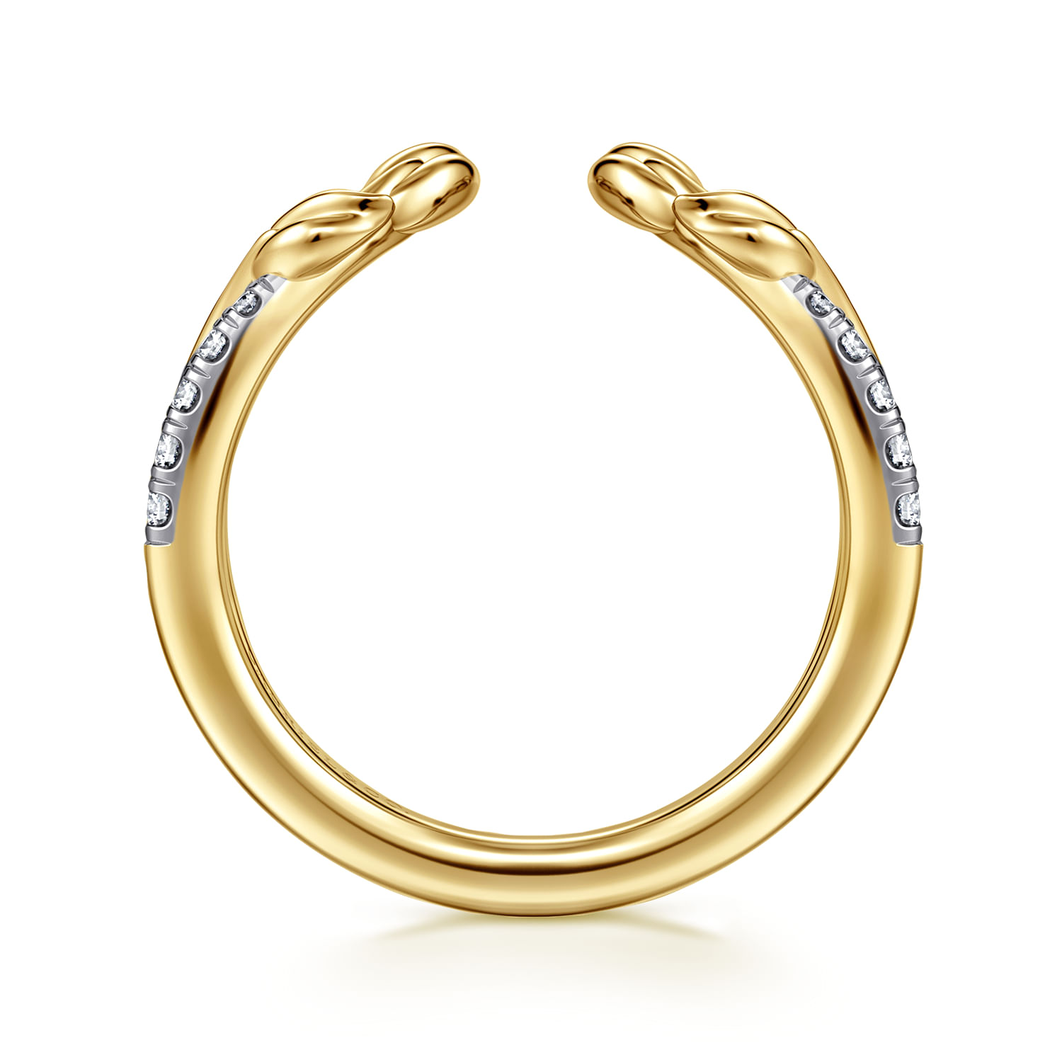 14K Yellow Gold Curved Floral Open Diamond Ring