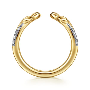 14K Yellow Gold Curved Floral Open Diamond Ring