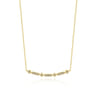 14K Yellow Gold Curved Geometric Diamond Bar Necklace - 0.08 ct