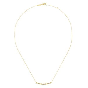 14K Yellow Gold Curved Geometric Diamond Bar Necklace