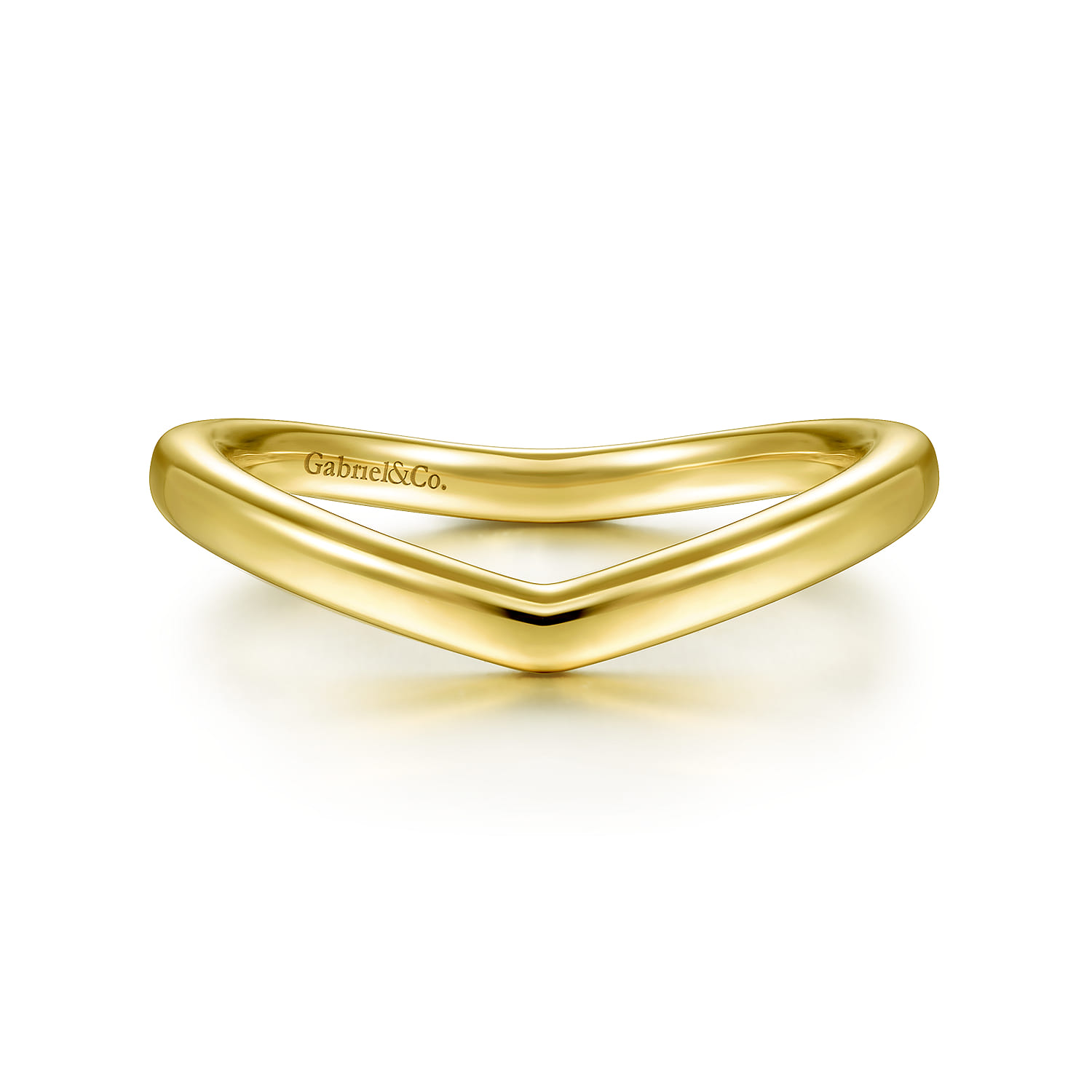 14K Yellow Gold Curved Matching Wedding Band - Shot 1